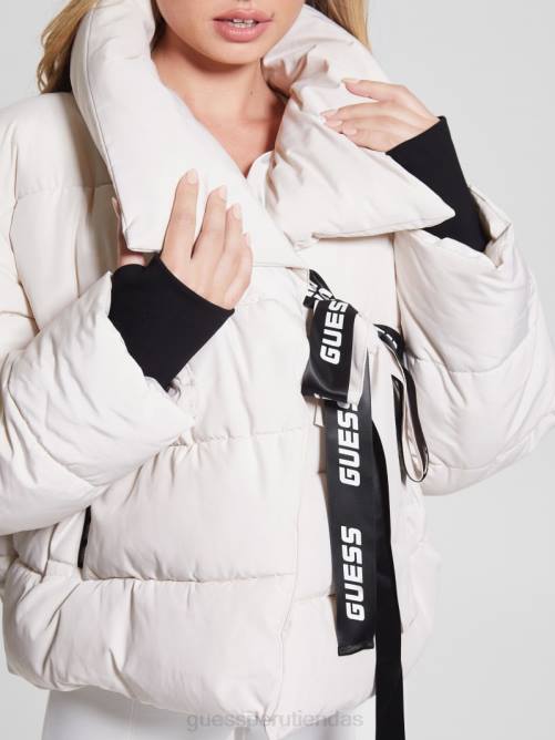 GUESS chaqueta acolchada con lazo claudia mujer 0P8X1978 tono pergamino vestir