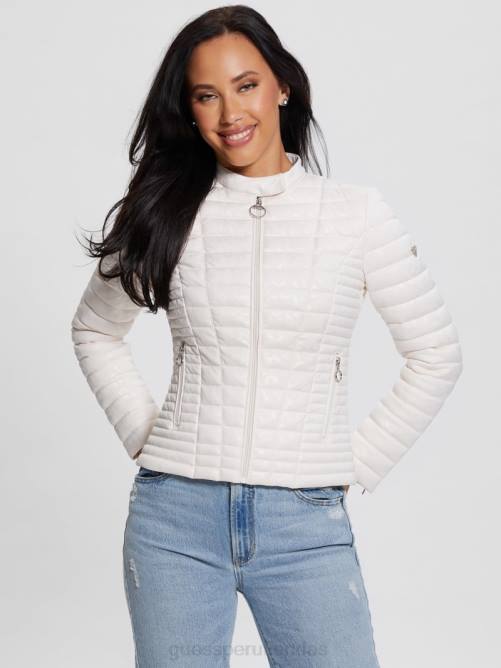 GUESS chaqueta acolchada con logo vona mujer 0P8X1865 tono pergamino vestir