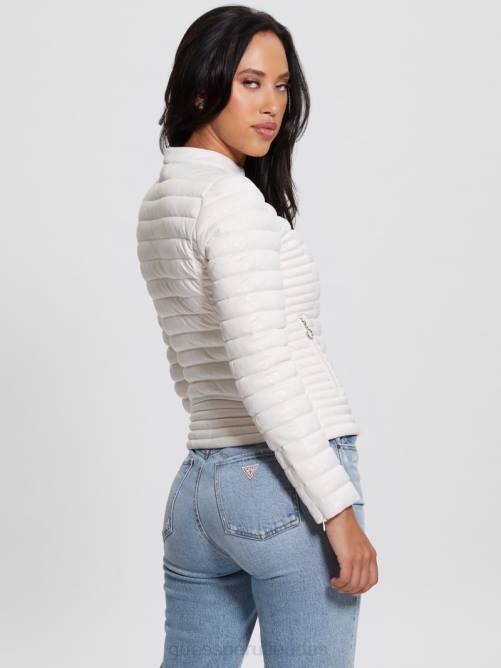 GUESS chaqueta acolchada con logo vona mujer 0P8X1865 tono pergamino vestir