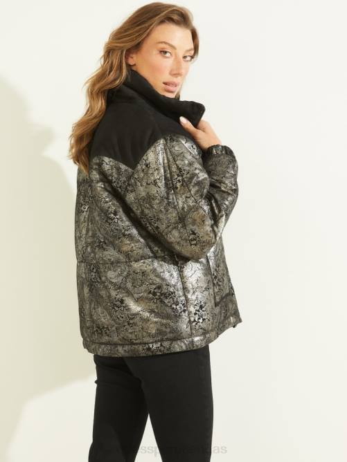 GUESS chaqueta acolchada de cuero loise mujer 0P8X1887 negro vestir