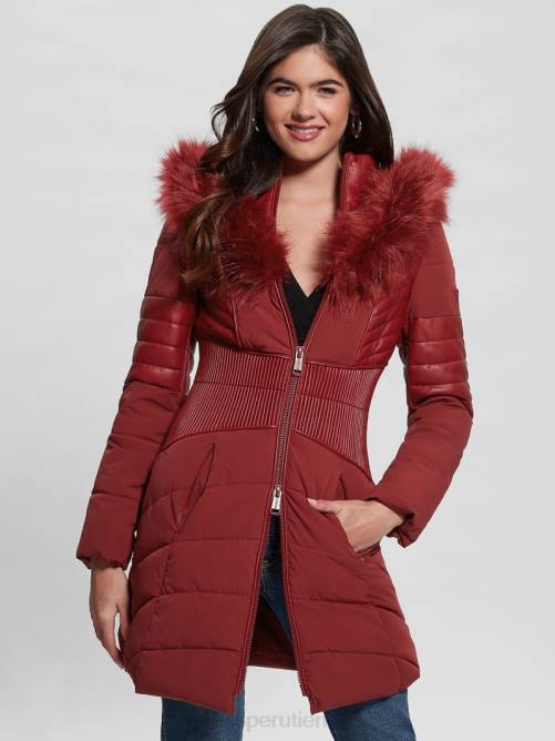 GUESS chaqueta acolchada eco oxana mujer 0P8X1886 jugo de remolacha rojo vestir