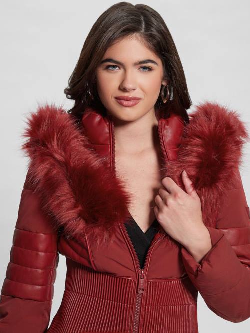 GUESS chaqueta acolchada eco oxana mujer 0P8X1886 jugo de remolacha rojo vestir