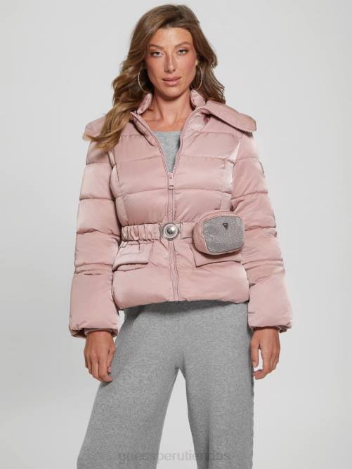 GUESS chaqueta acolchada ecológica brillante mujer 0P8X1940 violeta rosado vestir