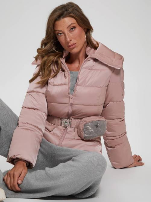 GUESS chaqueta acolchada ecológica brillante mujer 0P8X1940 violeta rosado vestir