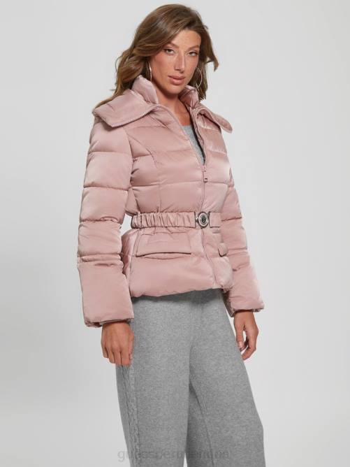 GUESS chaqueta acolchada ecológica brillante mujer 0P8X1940 violeta rosado vestir