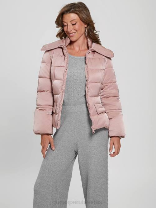 GUESS chaqueta acolchada ecológica brillante mujer 0P8X1940 violeta rosado vestir
