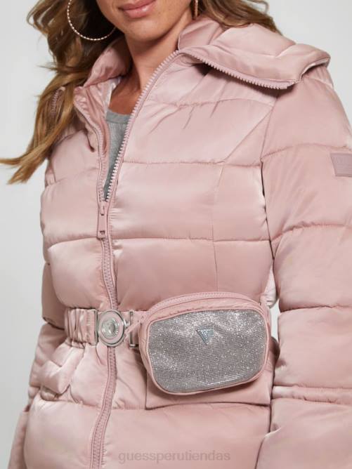 GUESS chaqueta acolchada ecológica brillante mujer 0P8X1940 violeta rosado vestir