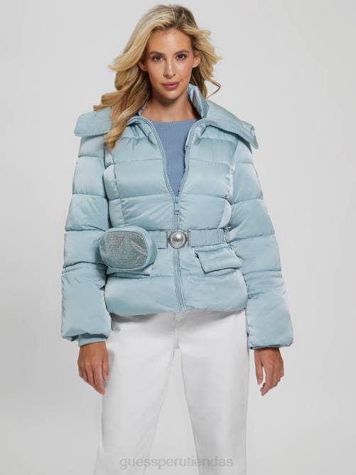 GUESS chaqueta acolchada ecológica brillante mujer 0P8X1990 cielo anochecer vestir