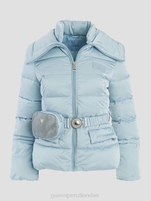 GUESS chaqueta acolchada ecológica brillante mujer 0P8X1990 cielo anochecer vestir