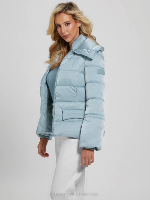 GUESS chaqueta acolchada ecológica brillante mujer 0P8X1990 cielo anochecer vestir