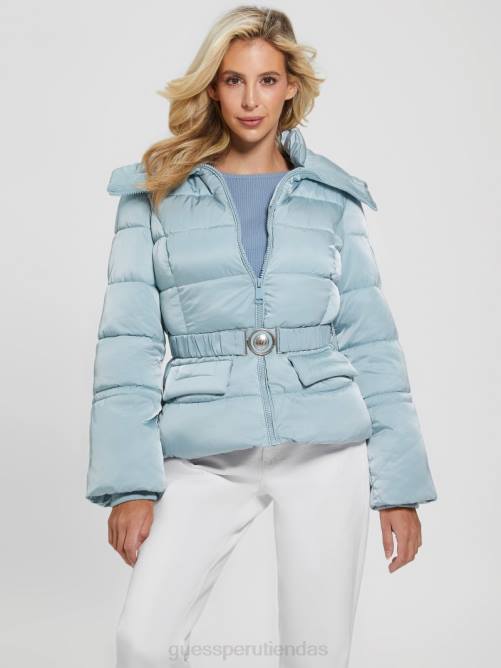GUESS chaqueta acolchada ecológica brillante mujer 0P8X1990 cielo anochecer vestir