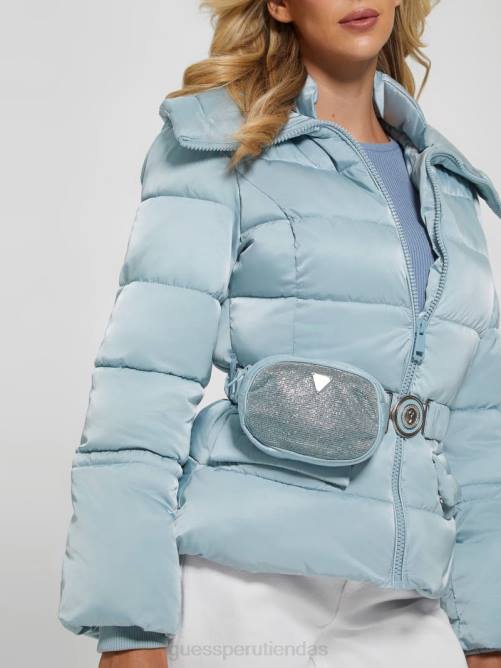 GUESS chaqueta acolchada ecológica brillante mujer 0P8X1990 cielo anochecer vestir