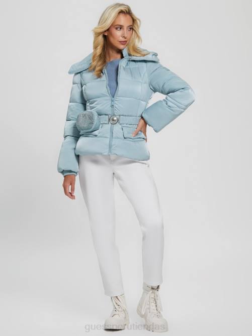 GUESS chaqueta acolchada ecológica brillante mujer 0P8X1990 cielo anochecer vestir