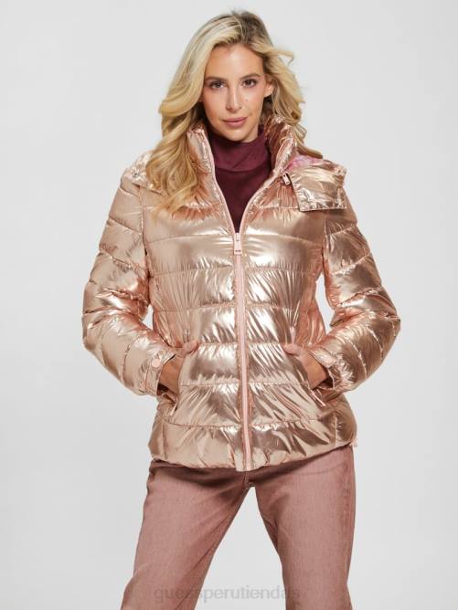GUESS chaqueta acolchada fiorenza mujer 0P8X1993 rosa metalizado multicolor vestir
