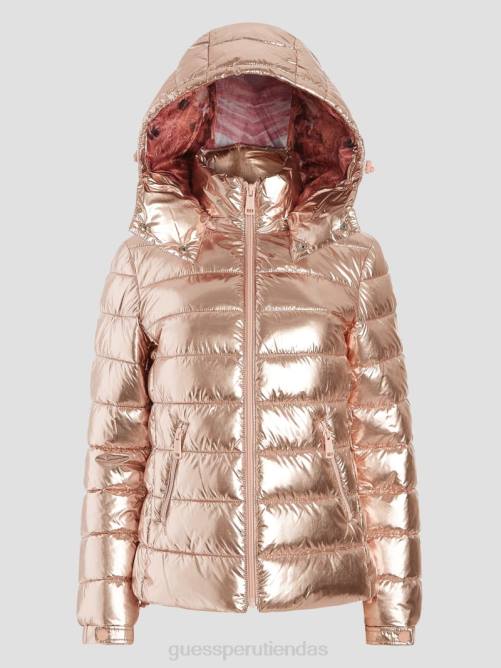 GUESS chaqueta acolchada fiorenza mujer 0P8X1993 rosa metalizado multicolor vestir