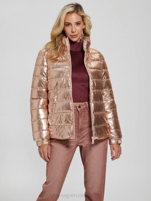 GUESS chaqueta acolchada fiorenza mujer 0P8X1993 rosa metalizado multicolor vestir