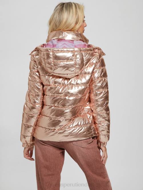 GUESS chaqueta acolchada fiorenza mujer 0P8X1993 rosa metalizado multicolor vestir