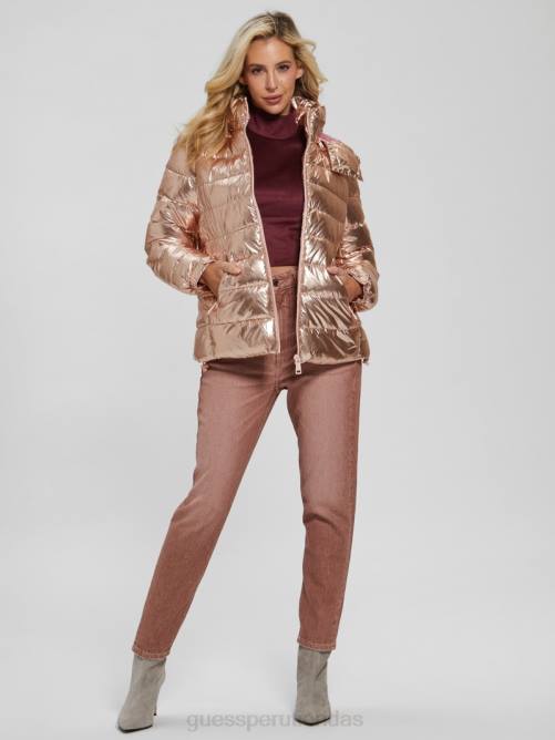 GUESS chaqueta acolchada fiorenza mujer 0P8X1993 rosa metalizado multicolor vestir