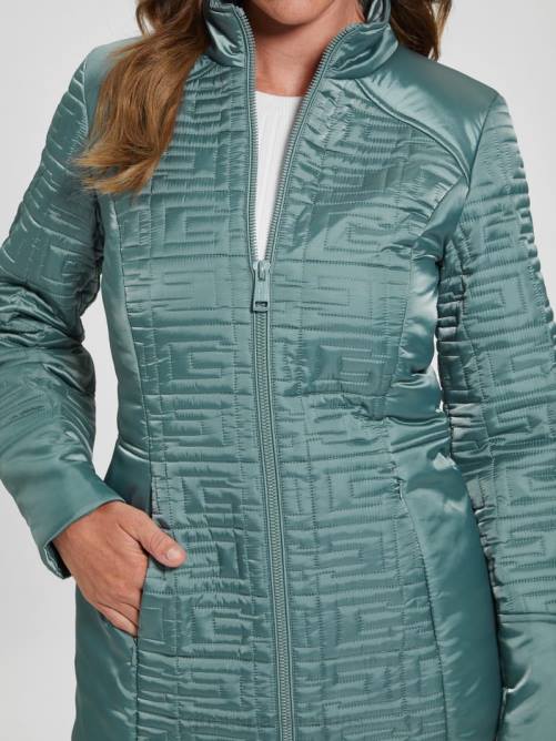 GUESS chaqueta acolchada larga estilo marino mujer 0P8X1963 verde azulado polvoriento vestir