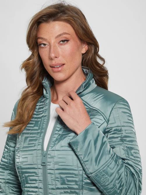 GUESS chaqueta acolchada larga estilo marino mujer 0P8X1963 verde azulado polvoriento vestir