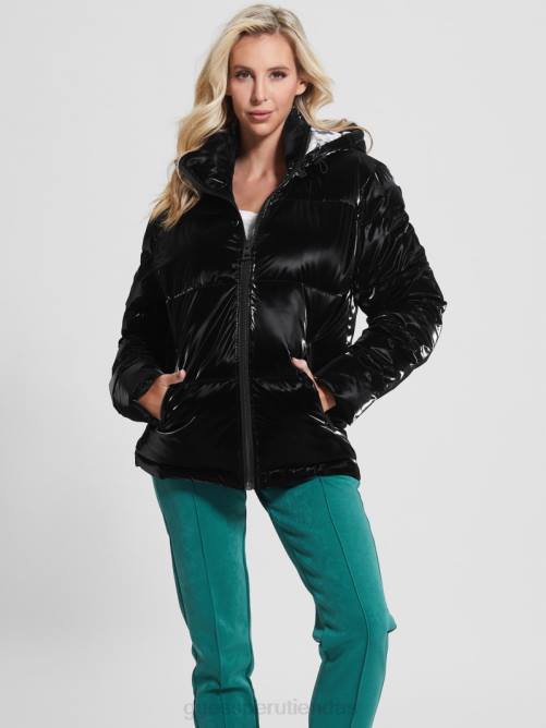 GUESS chaqueta acolchada metalizada ártica mujer 0P8X1971 negro azabache multicolor vestir