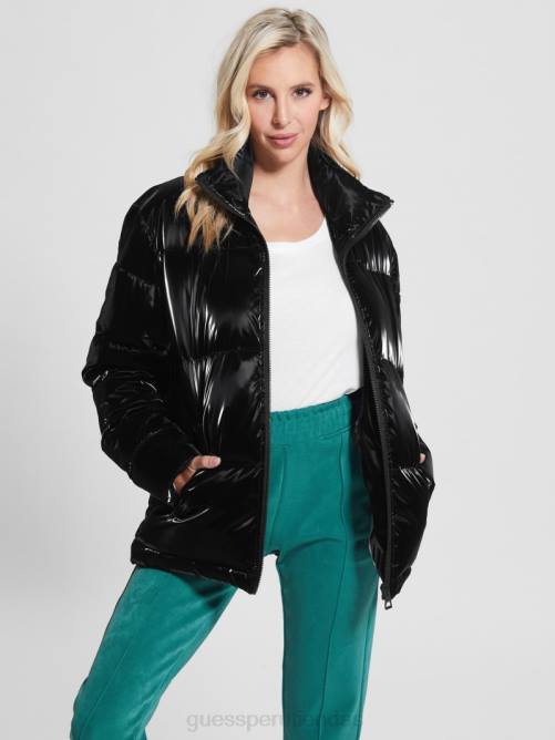 GUESS chaqueta acolchada metalizada ártica mujer 0P8X1971 negro azabache multicolor vestir