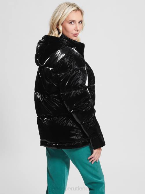 GUESS chaqueta acolchada metalizada ártica mujer 0P8X1971 negro azabache multicolor vestir