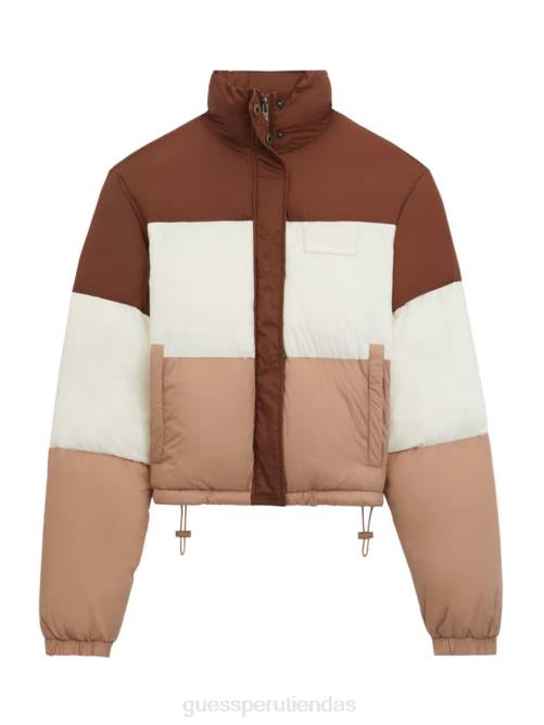GUESS chaqueta acolchada original mujer 0P8X1848 arena marrón múltiple vestir