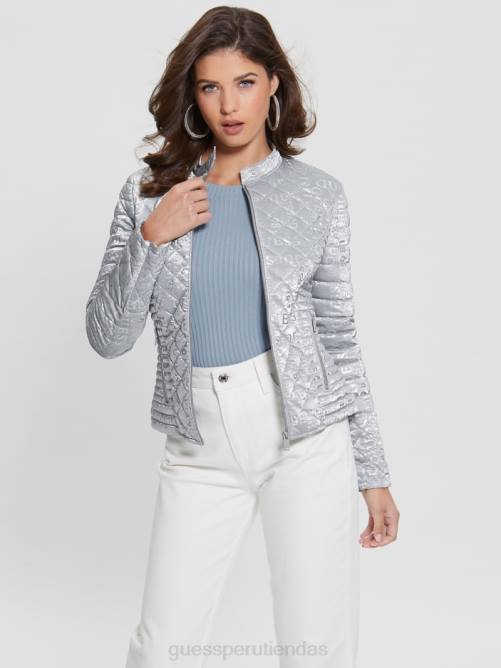 GUESS chaqueta acolchada vona mujer 0P8X1985 gris seda vestir