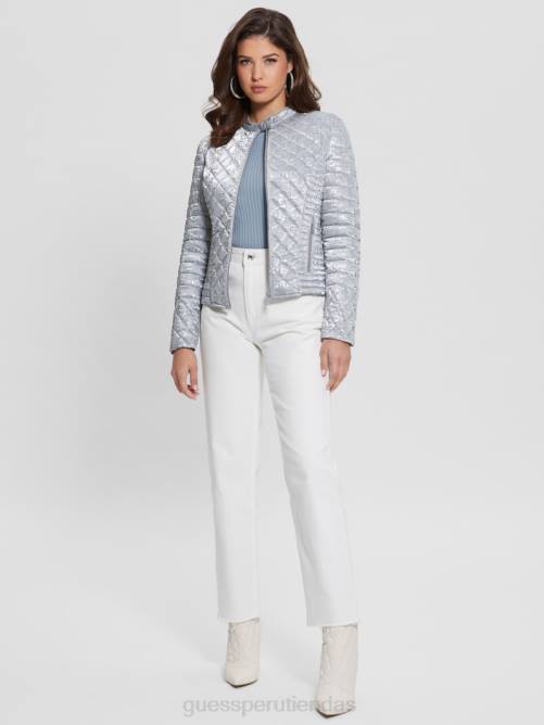GUESS chaqueta acolchada vona mujer 0P8X1985 gris seda vestir