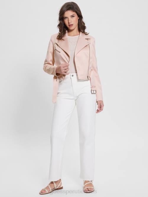 GUESS chaqueta biker corta eco luna mujer 0P8X1725 muñeca rosa vestir