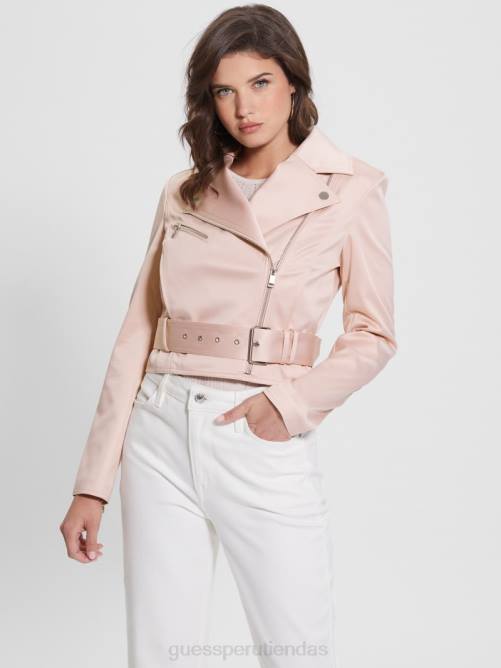 GUESS chaqueta biker corta eco luna mujer 0P8X1725 muñeca rosa vestir