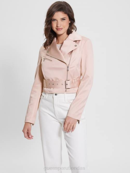 GUESS chaqueta biker corta eco luna mujer 0P8X1725 muñeca rosa vestir