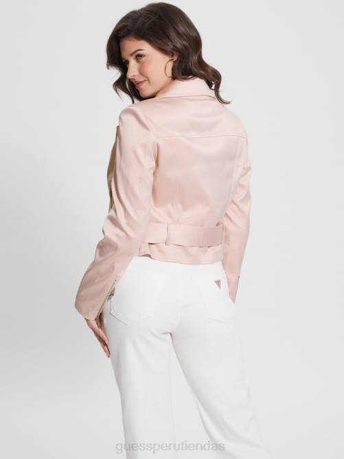 GUESS chaqueta biker corta eco luna mujer 0P8X1725 muñeca rosa vestir