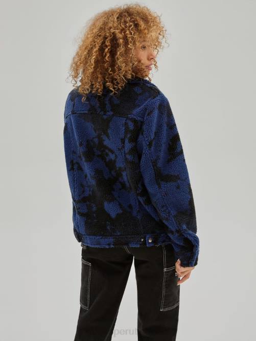 GUESS chaqueta camionero sherpa original mujer 0P8X1785 surf azul multi vestir