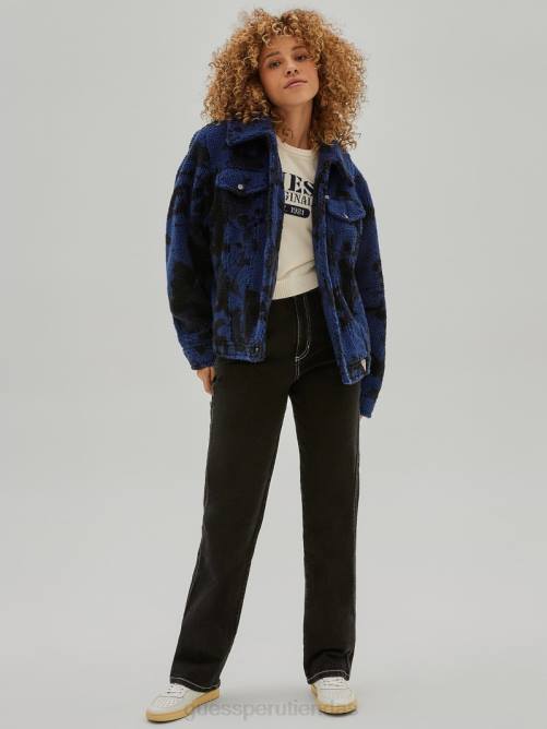 GUESS chaqueta camionero sherpa original mujer 0P8X1785 surf azul multi vestir