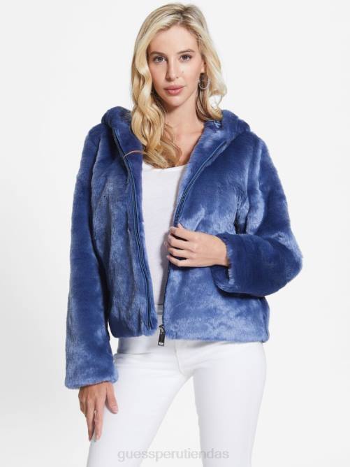 GUESS chaqueta daniela de piel sintética mujer 0P8X1866 azul pasion vestir