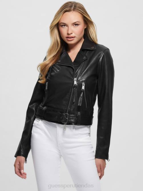 GUESS chaqueta de cuero camilla mujer 0P8X1753 negro vestir