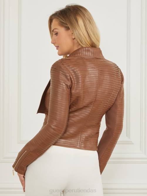 GUESS chaqueta de cuero drapeada shayna mujer 0P8X1825 belleza marrón vestir