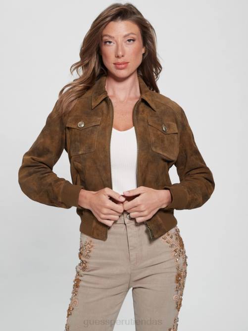 GUESS chaqueta de cuero marie mujer 0P8X1855 roble marrón multi vestir