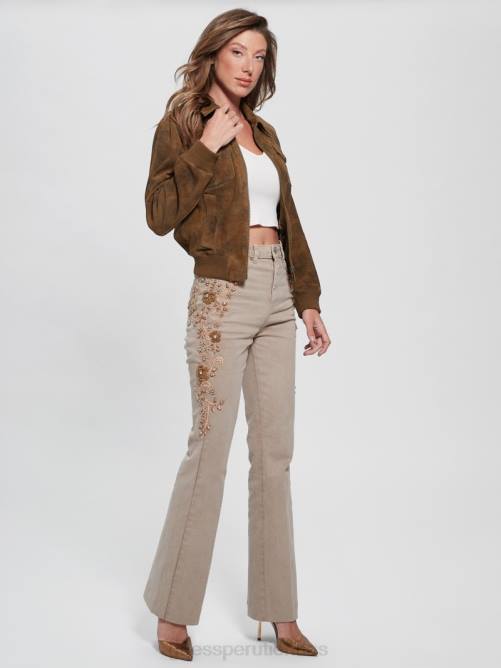 GUESS chaqueta de cuero marie mujer 0P8X1855 roble marrón multi vestir