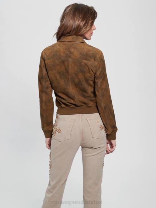 GUESS chaqueta de cuero marie mujer 0P8X1855 roble marrón multi vestir