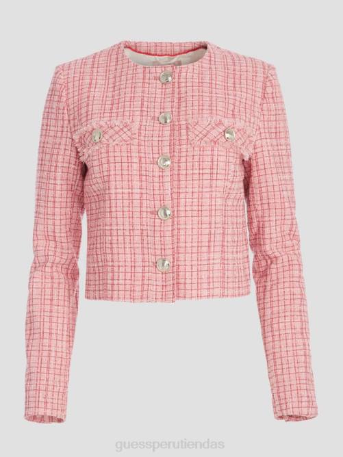 GUESS chaqueta de tweed brillante alara mujer 0P8X1852 rubor vintage multicolor vestir