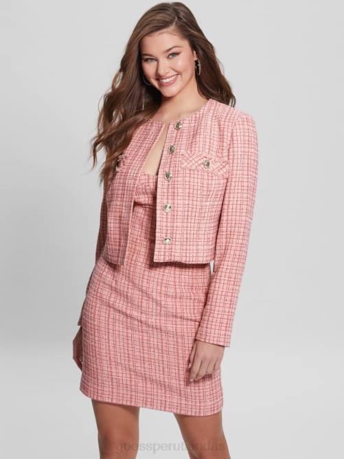 GUESS chaqueta de tweed brillante alara mujer 0P8X1852 rubor vintage multicolor vestir