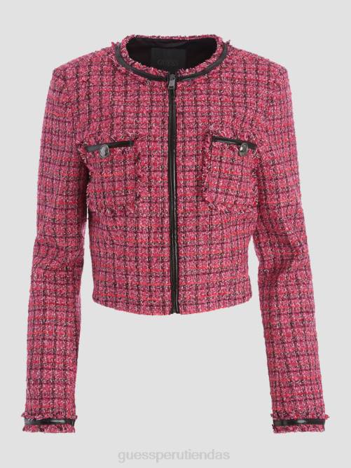 GUESS chaqueta de tweed pervenche mujer 0P8X1959 tweed rojo rosa vestir