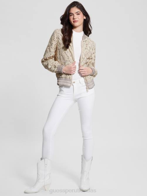 GUESS chaqueta de vuelo de encaje aisha mujer 0P8X1731 piedra apagada multi vestir