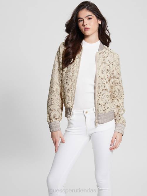 GUESS chaqueta de vuelo de encaje aisha mujer 0P8X1731 piedra apagada multi vestir