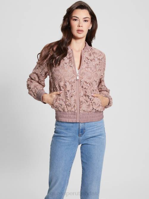 GUESS chaqueta de vuelo de encaje aisha mujer 0P8X1750 calma rosa multi vestir