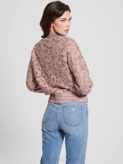 GUESS chaqueta de vuelo de encaje aisha mujer 0P8X1750 calma rosa multi vestir