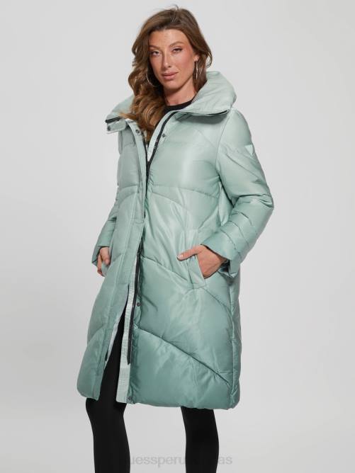 GUESS chaqueta eco ophelie mujer 0P8X1961 verde azulado polvoriento se degrada vestir